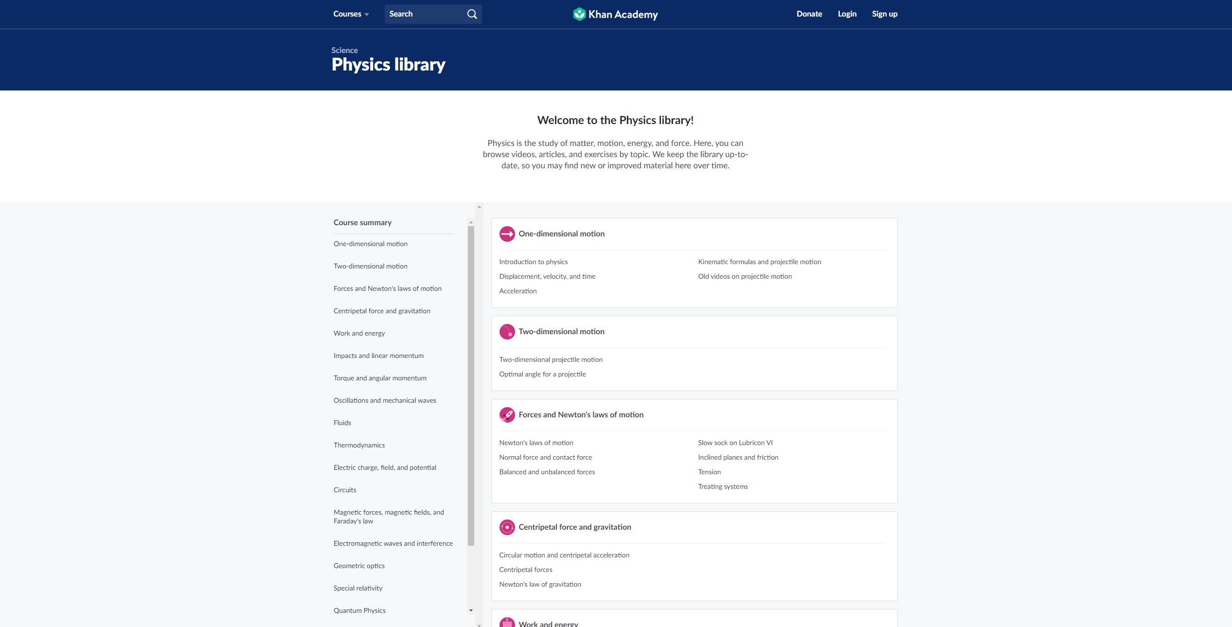 Khan Academy IB Physics Website