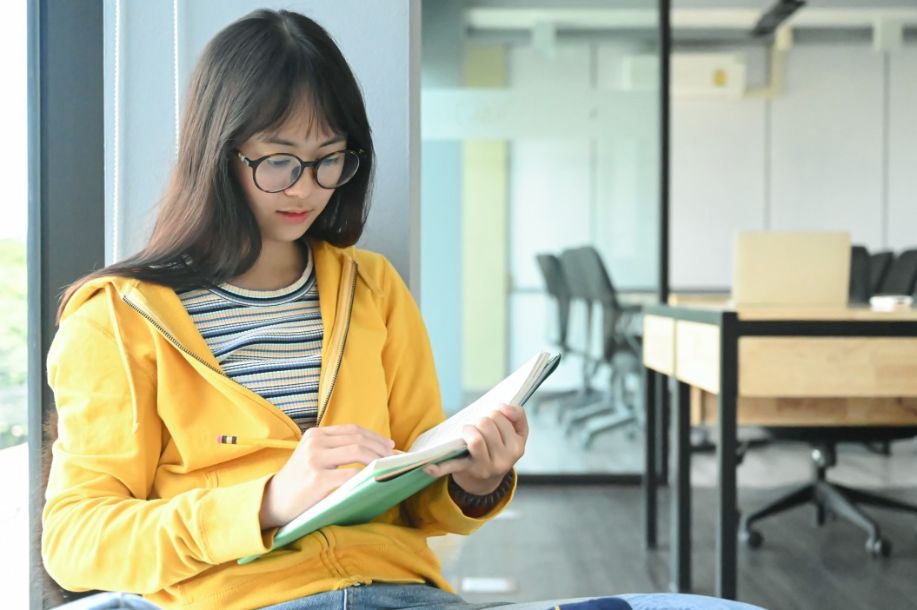 Secondary School Student Studying